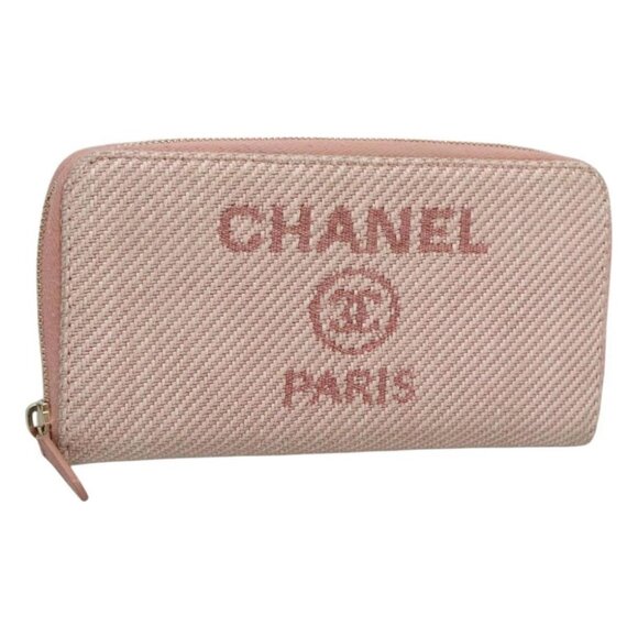 CHANEL Deauville Long Wallet Wool Pink CC Auth bs25002 - Picture 1 of 16